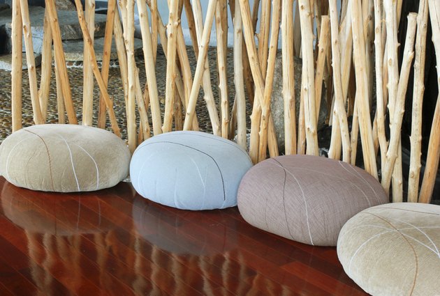 Cushion seat in quiet interior room for meditation