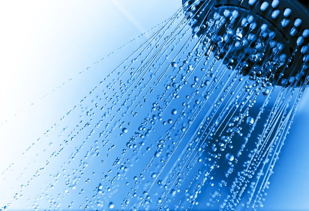 Shower with running water drops
