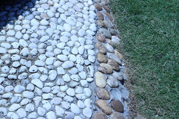 The garden walkways lined with beautiful rock