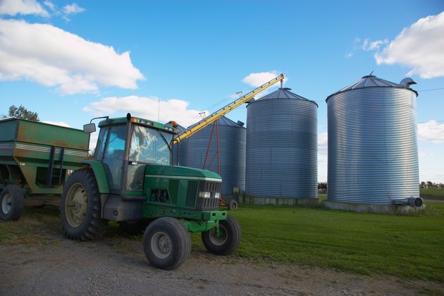 Silos and tractor