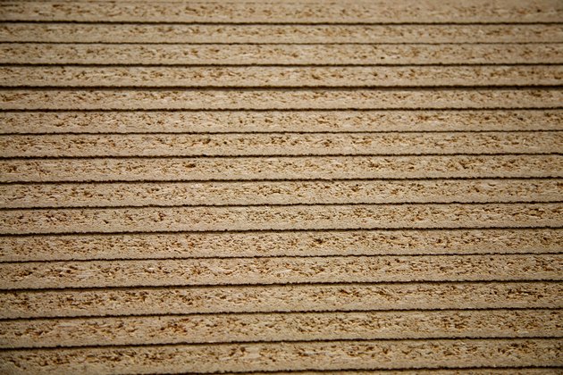 Close-up of stack of particleboard