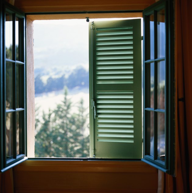 View of mountains through window