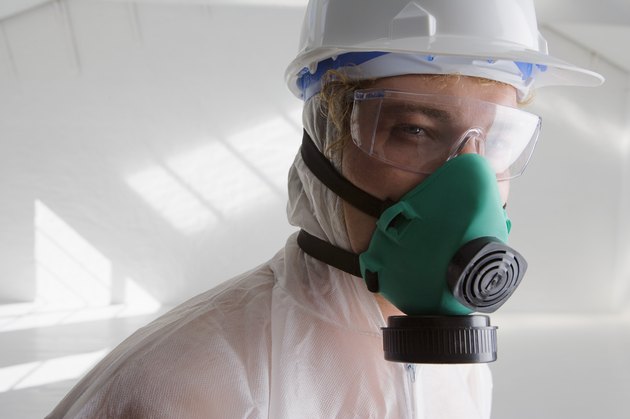 Man wearing gas mask