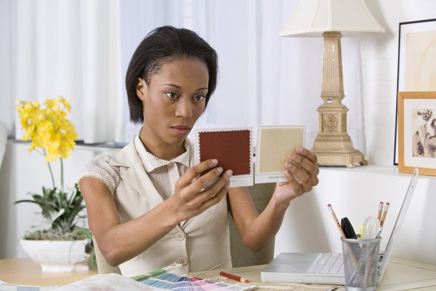 Interior decorator choosing colors