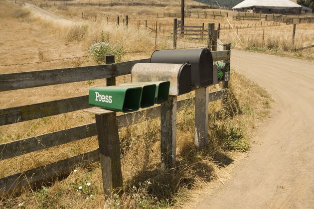 Side profile of old fashioned mailboxes, Mt. Tamalpais State Park, California, USA