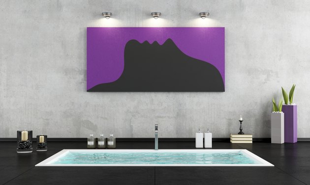 Minimalist bathroom with sunken bath