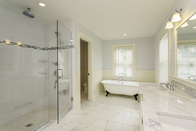 Large Bathroom with Enclosed Glass Shower