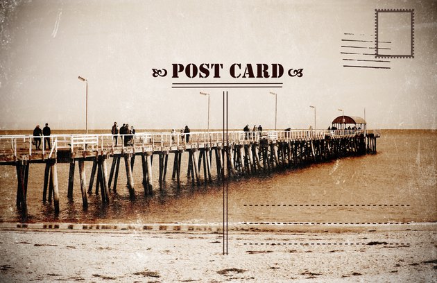 Retro vintage filter style Sepia old faded Summer Vacation postcard