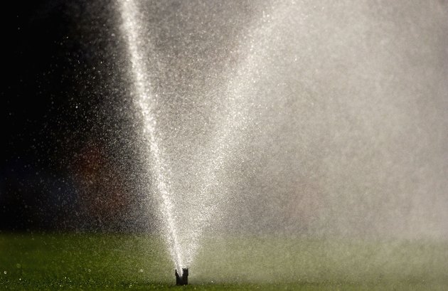 The sprinkler system comes on just before the match to water the pitch