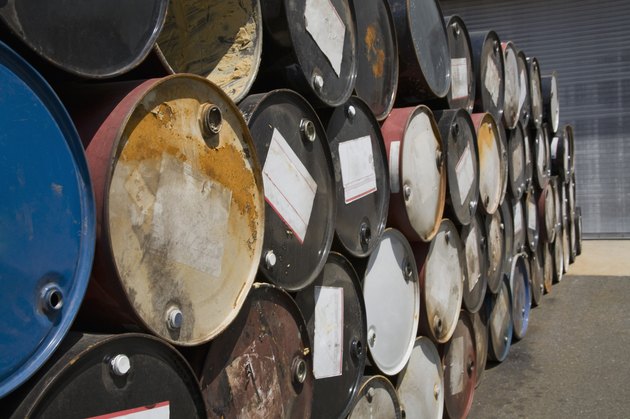 Stacked oil containers