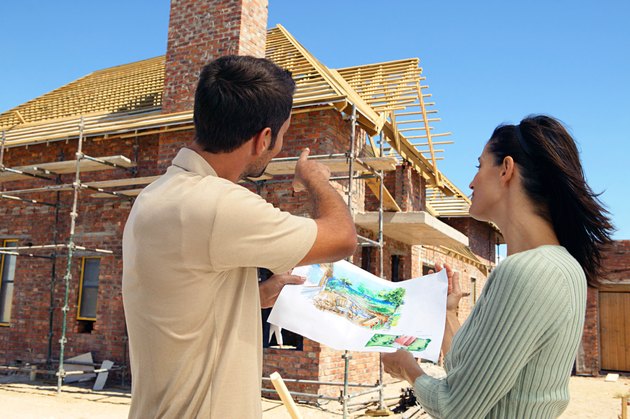 Couple at construction site