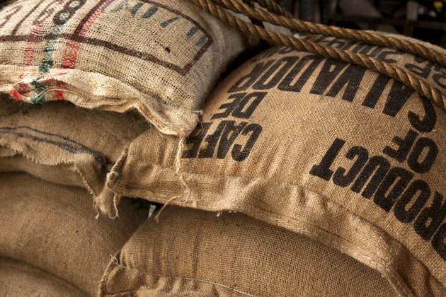 Burlap sacks with coffee beans