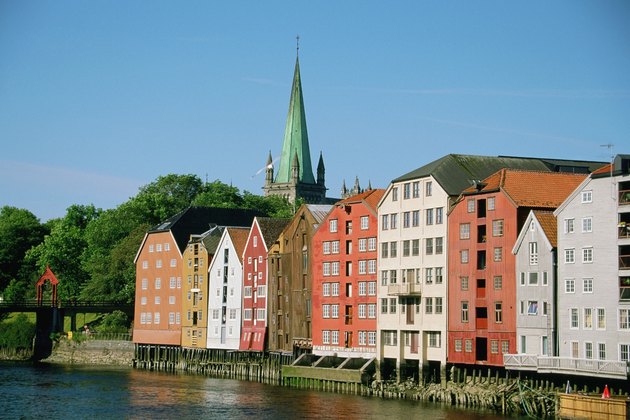 Buildings on the bank of Nidelva River, Trondheim, Norway