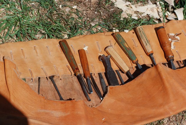 Tools in leather tool belt