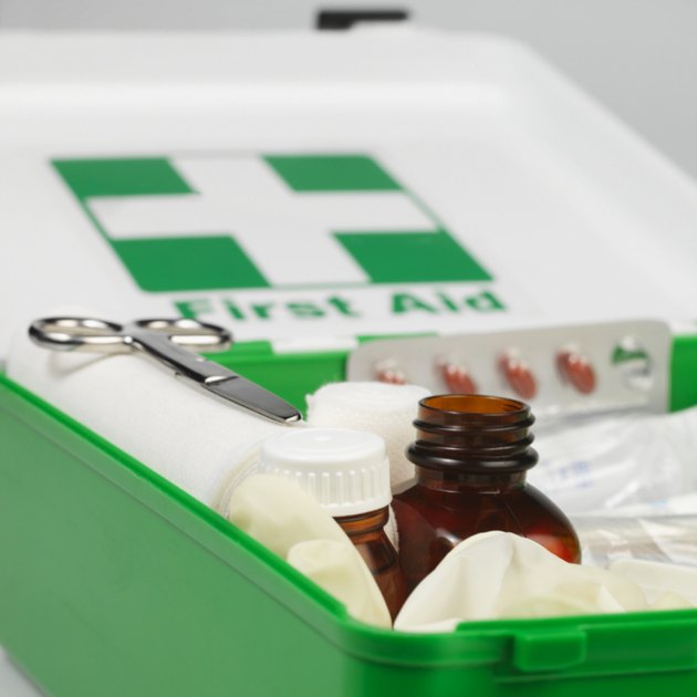 Close-up of first aid box