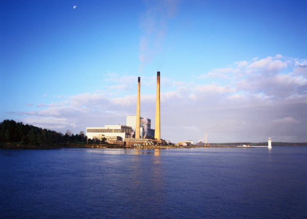 View of an industrial plant on a riverside