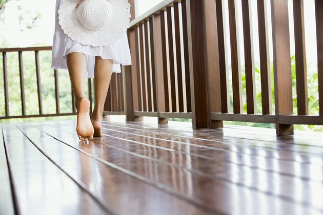 Woman walking on deck