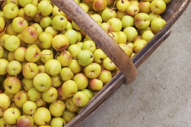 Crab Apples In Wooden Basket