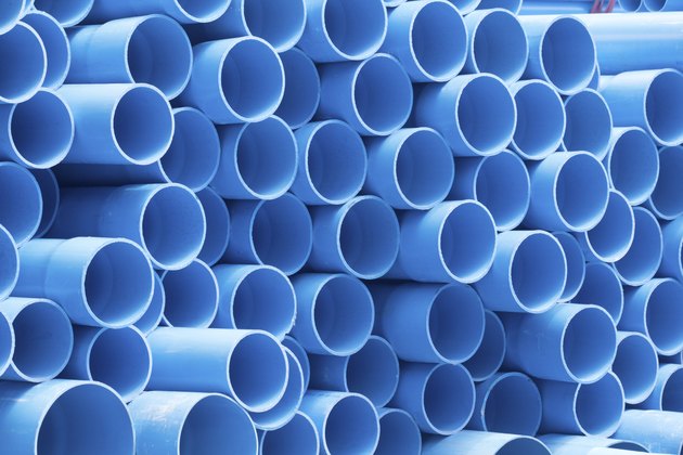 PVC pipes staked in construction site