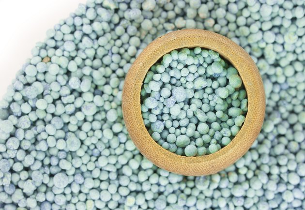 Blue fertilizer on white background