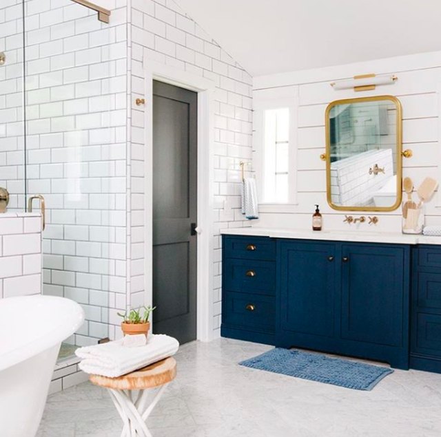 Navy Blue and Gold Create a Stunning Bathroom Design | Hunker