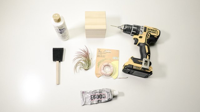 DIY wood block air plant tree materials