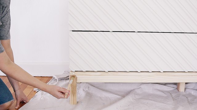 Painting dresser legs with gold gilding paint