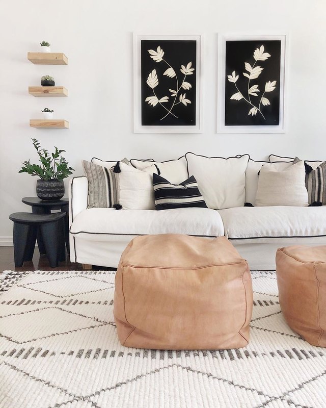 Black, White, and Beige Are All The Color This Gorgeous Living Room