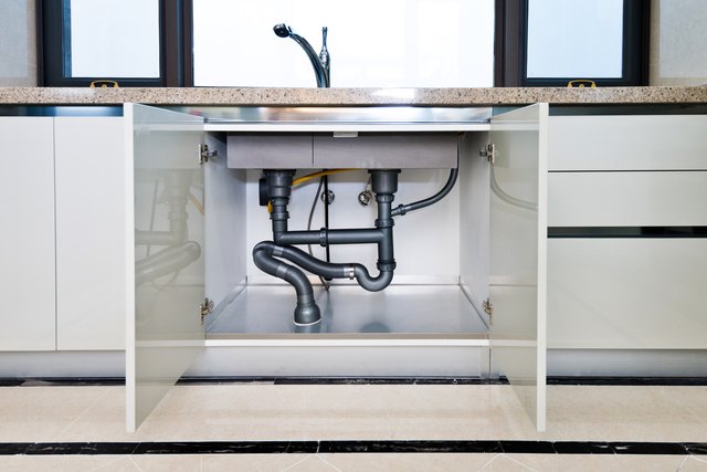 Kitchen Sink, Cutting Kitchen Cabinets For Pipes