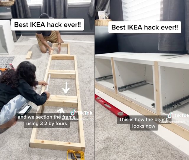 This DIY Window Bench With Mini Fridge Storage Repurposes Besta IKEA Flipboard