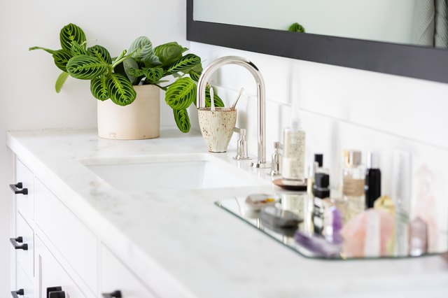 Plants Each Side Of Bathroom Vanity