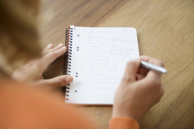 Mid adult woman, writing to do list