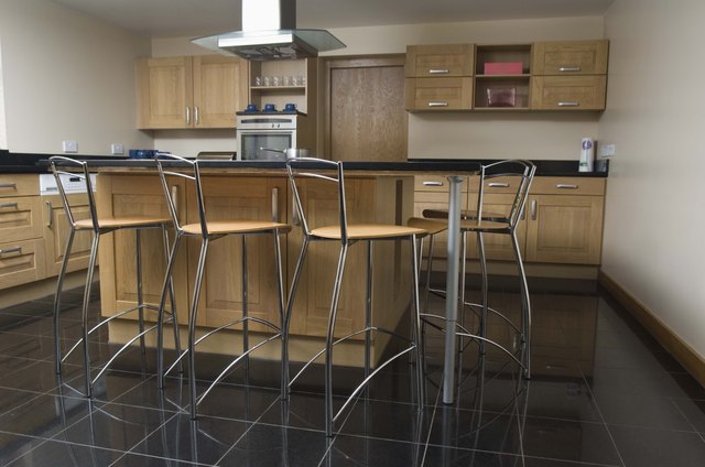 Barstools around kitchen island