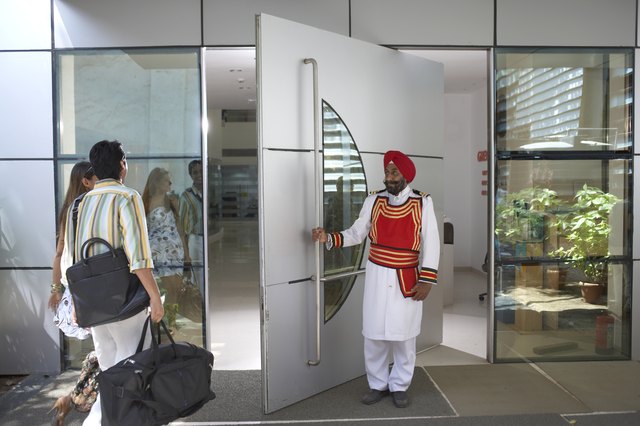 Businesspeople entering in office