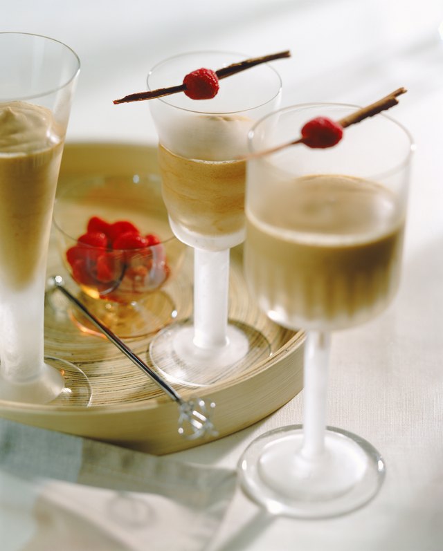 Iced coffee in glass, close-up