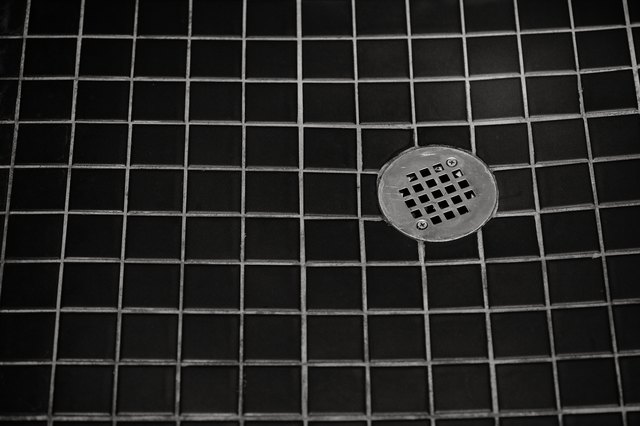 Drain in tile floor