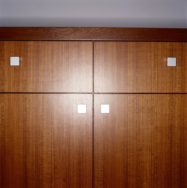Wood cabinet, close-up