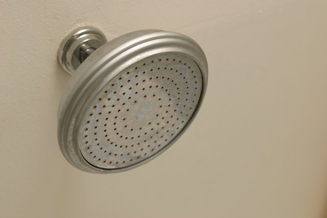 Shower head on wall