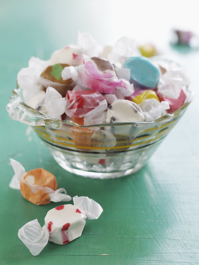 Glass Bowl of Salt Water Taffy