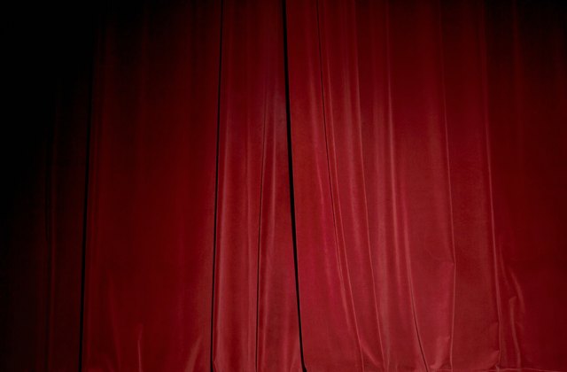 Red velvet stage curtain, close-up