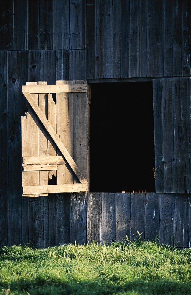 Open wooden barn door