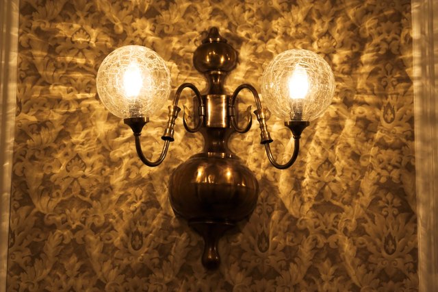 Old lamp and wallpaper