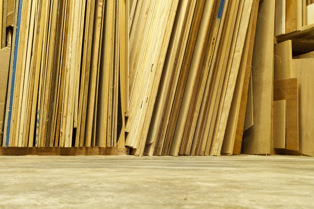 Sheets of Plywood in a Workshop