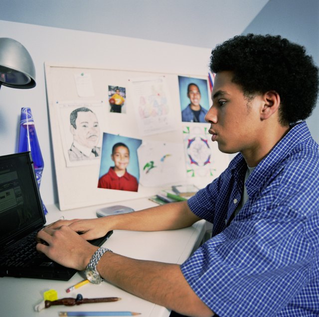Teenage Boy Working on Homework