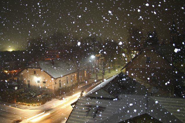 Snowy december night in Bosnia and Herzegovina
