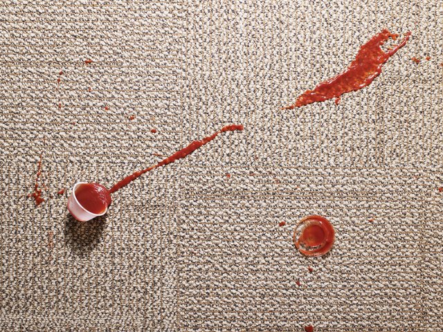 Ketchup spilled on carpet