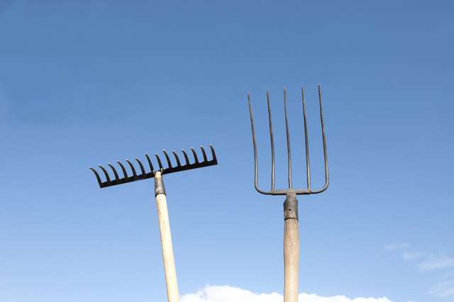 Pitchfork and metal rake