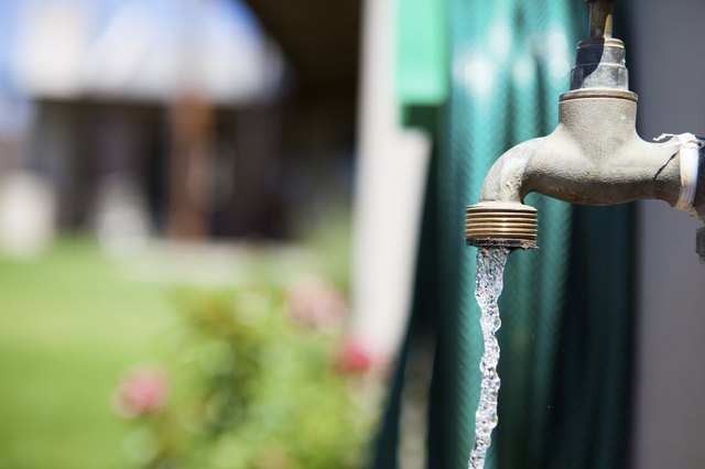 Water running from a garden tap