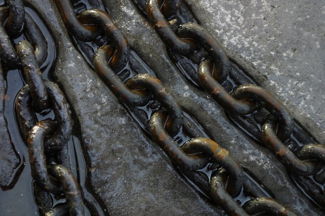 Rusted wet chains