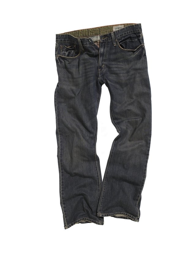 Denim jeans on white background